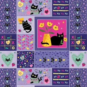 Just Fur Y Hugs N Purrs Fabric by Leezawork 44" Wide From Dear Stella BTY - Picture 1 of 3