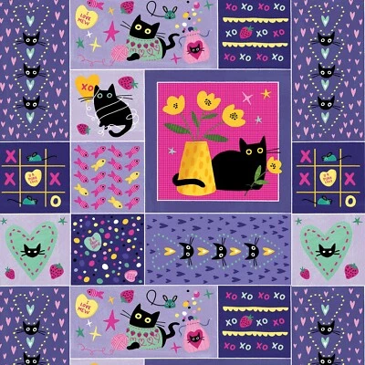 Just Fur Y Hugs N Purrs Fabric by Leezawork 44" Wide From Dear Stella BTY - Image 1 of 3
