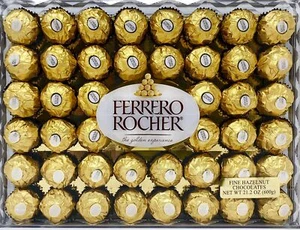Ferrero Rocher Fine Hazelnut Chocolates, Chocolate Gift Box, 48 Count Flat, 21.2 - Picture 1 of 2