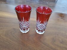 Czech Bohemian Ruby Red Cut To Clear 4" Tumbler Aparatif Spirit Glasses 