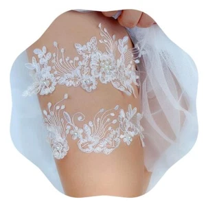 2PCS Wedding Lace Garter Set Flower Bridal Garter Belt Bride Stretch Garter C... - Picture 1 of 4