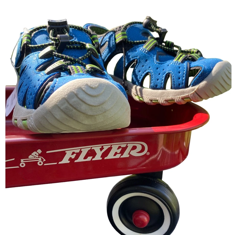 Sandalias de vacaciones de playa de verano Arizona para niños talla 7M azules con acento verde lima Foto 1 de 4