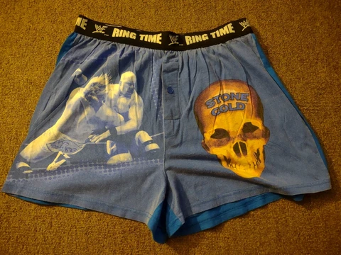 Vintage 90s Stone Cold Steve Austin 3:16 Skull Boxer Shorts WWF Size Large Cover