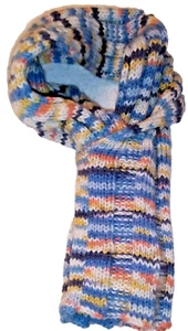 Sciarpa Unisex Caldissima blu bianco arancio Pura lana Vergine 100% - Foto 1 di 4