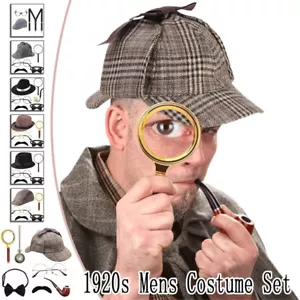 20er Jahre Herren Kostüm Gatsby Gangster Retro Detektiv Verkleidung Party Cosplay Requisiten - Bild 1 von 18