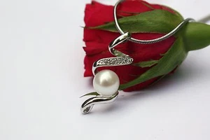 PS069 Cultivo Perla Agua Dulce Joyería Colgante Sin Collar Cadena Plata 925 Nuevo - Imagen 1 de 1
