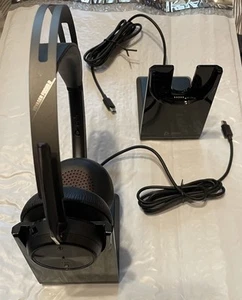 Poly Voyager Focus 2 UC Wireless Bluetooth Headset W/Stand, Noise Cancelation - Picture 1 of 7