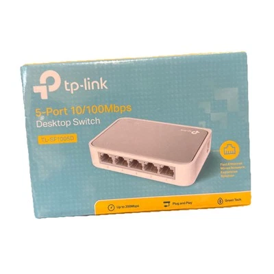 TP-Link 5-Port 10/100 Mbps Ethernet Desktop Switch Brand New US Power Adapter - Image 1 of 4