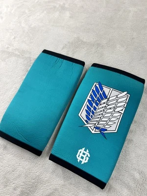 Attack on Titan Survey Corps Knee Sleeves Pair Large Teal Weightlifting Support - Image 1 of 4
