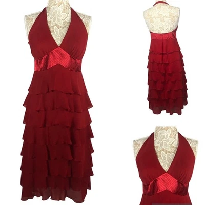 Amanda Smith Sexy Formal Ed Halter Cuello Niveles Vestido Largo Talla 10 Foto 1 de 4