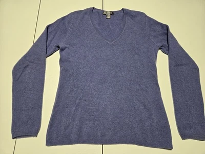 Suéter Pullover Cashmere By Charter Club Azul Cuello en V Para Mujer Pequeños Defectos* Foto 1 de 4