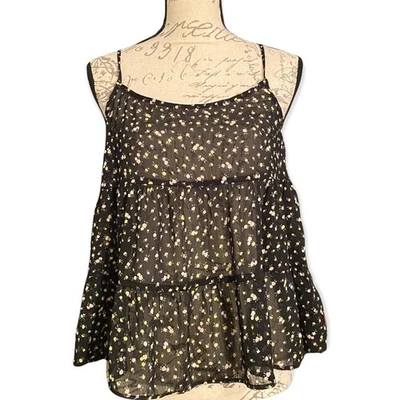 Top Babydoll H&M Dividido Semi Transparente Floral Talla Pequeña Foto 1 de 2