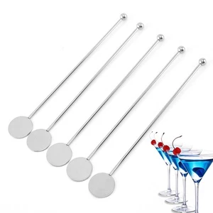 Pratico set 5 pezzi argento cocktail swizzle perfetto per stratificare bevande - Foto 1 di 12