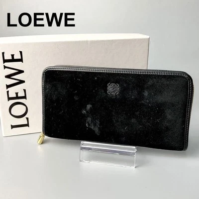 Cartera Larga LOEWE Anagrama Cremallera Redonda Gamuza Negra Para Mujer De Japón y7403 Foto 1 de 4
