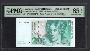 Deutschland- BRD 20 D-Mark 1993 P39b* "Ersatz" UNC Note 65 - Bild 1 von 2