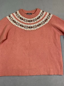 Suéter para mujer Woolrich Petite XL Fair Isle rosa 100 % lana de cordero  - Imagen 1 de 24