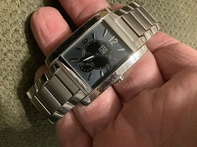 Movado Esq unisex quartz watch new batt fit to 6 1/2 in wrist tank style steel - image 1 of 3