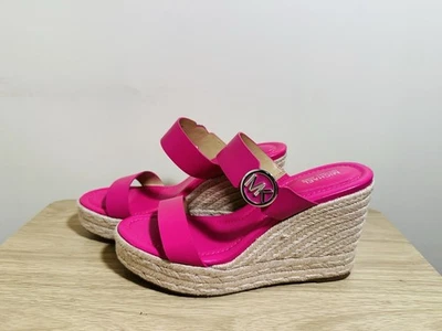 Michael Kors espadrille leather upper wedge slip on shoes pink NWOB size 8 - Image 1 of 4