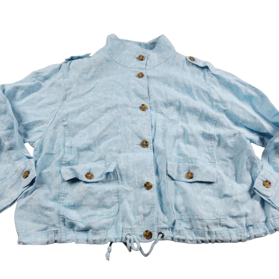 Talbots Blazer Womens 2XP Blue 100% Linen Work Office Jacket Business Button Up  - Image 1 of 4
