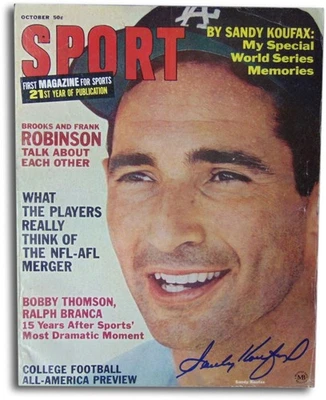 Sandy Koufax Team 1966 Sport Magazine Dodgers Blue Ink JSA AA84572 - Image 1 of 3