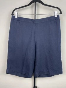 J. Jill 100% Linen Stretch Pull On Shorts Pockets Navy Blue Sz Missy S - Picture 1 of 5