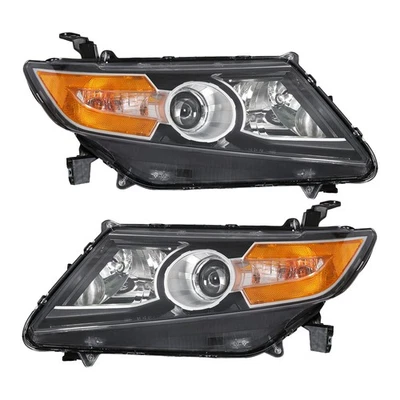 For 2011-2017 Honda Odyssey Black Housing Amber Corner Headlights Pair  W/BULBS - Image 1 of 4