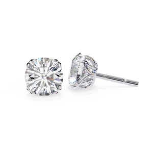Elegant 14k White Gold 2.57 Ctw Round Cut Solitaire Diamond Stud Earrings - Picture 1 of 24