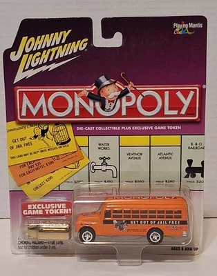 Autobús Chevy Johnny Lightning Monopoly 1956 2002 salir de la cárcel gratis con ficha nuevo Foto 1 de 4