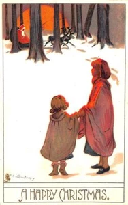 Brauner passender Weihnachtsmann Weihnachtsschlitten Künstler Cowderoy Stecken Postkarte - Bild 1 von 1