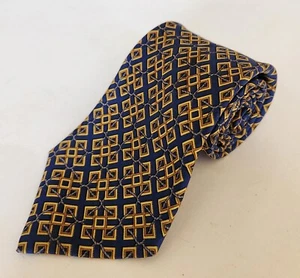 Hermes 100% Silk Geometric Tie Rope Diamonds Blue Brown Beige 920 HA France - Picture 1 of 2