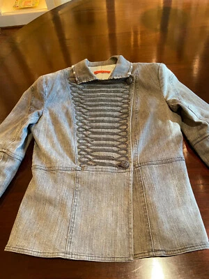 Alice + Olivia Chaqueta Vaquera Militar Gris Cuentas M - Funciona Pequeña Foto 1 de 4