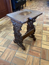 Vintage Asian Nesting Accent Carved Dragons Stand Table