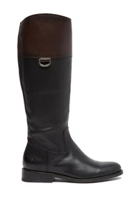 FRYE Jayden D Ring Black & Brown Leather Tall Zip Riding Boots 5.5 *NEW* $398 - Picture 1 of 11