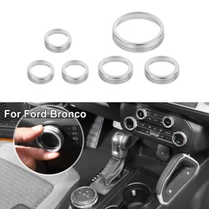 Headlight/Air Conditioner/Audio Switch Knob Trim Cover For Bronco 2021-23 Silver - Imagen 1 de 12