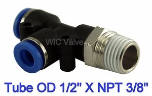 Tubo de montaje neumático Run Tee OD 1/2" X NPT 3/8" conector de aire de empuje 5 piezas - Imagen 1 de 2