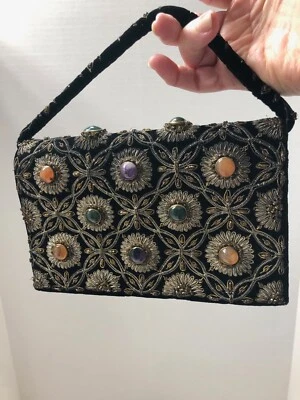 Jeweled Handbag Vintage with Cabochon stones of Jade, Cornelian, Amethyst - Image 1 of 4