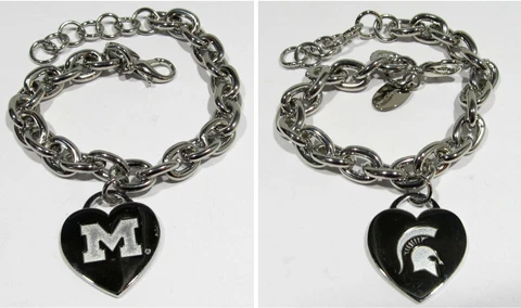 Michigan State University Spartans / Wolverines  Adjustable Bracelet Heart Charm Cover