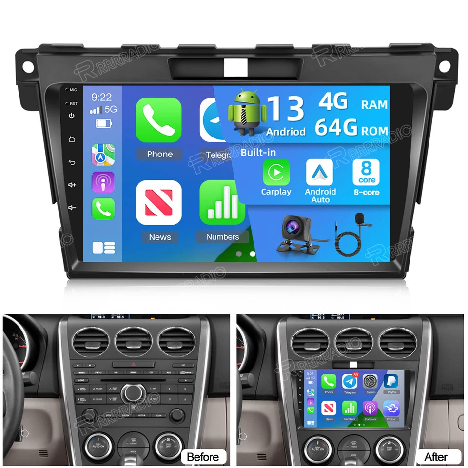4+64GB For Mazda CX-7 CX7 2007-2014 Android 13 Car Stereo Radio Navi BT CarPlay Foto 1 de 4