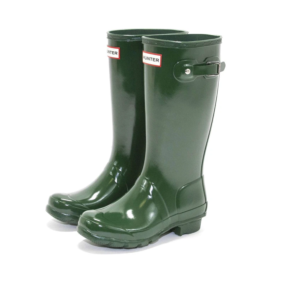 HUNTER ORIGINAL KIDS' GLOSS RAIN BOOTS HUNTER GREEN