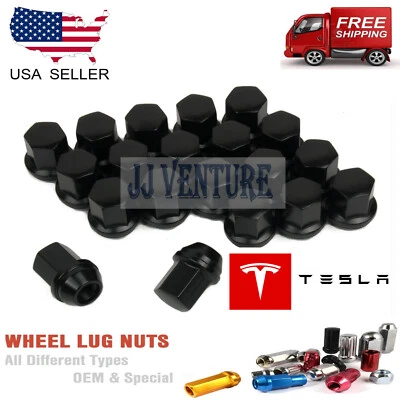 20PC TESLA BLACK OEM/FACTORY CLOSED 14X1.5 LUG NUTS MODEL S / MODEL X / MODEL 3 - Image 1 of 3