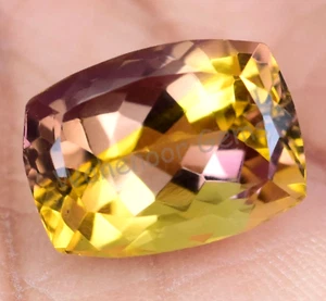 Flawless Natural Bi-Color Ametrine 10.40 Ct Cushion Certified Untreated Gemstone - Picture 1 of 5