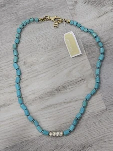 Michael Kors Seaside Luxe Turquoise Bead Gold Tone Collar Necklace MKJ2734 BNWT - Picture 1 of 5