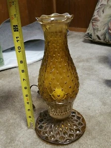 bubble art glass vase table lamp mid century electric brass key amber murano? - Picture 1 of 10