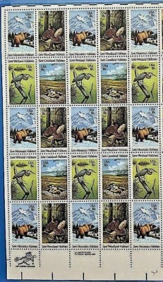 1981 SAVE WILDLIFE HABITATS Half Sheet 25 18¢ Stamps #1921-24, Woodland Mountain - Image 1 of 3