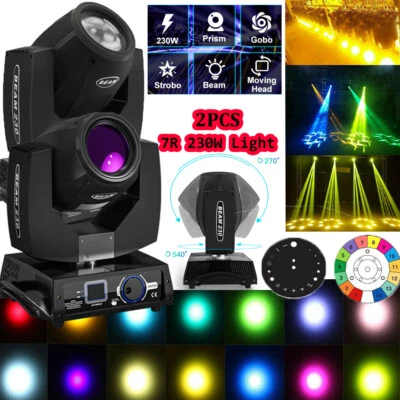 2PCS 7R 230W LED Beam DMX Stage Light Zoom Strobe DJ Moving Head Lights DMX - Image 1 of 4
