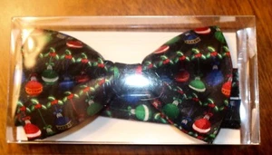 Christmas Bulbs On 100% Poly Pre-Tied Bow Tie w Gift Box #19 - Picture 1 of 4
