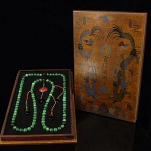Chinese Qing Dynasty Court collection green jade necklace - Picture 1 of 9