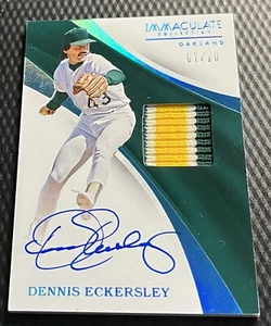 Dennis Eckersley 2017 A's 7/10 Panini Immaculate autógrafo parche de 3 colores #IMS-DE - Imagen 1 de 3