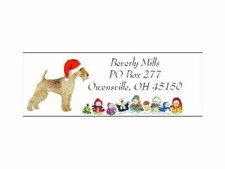 180 Christmas address labels Lakeland Terrier Waterproof snowpeople design