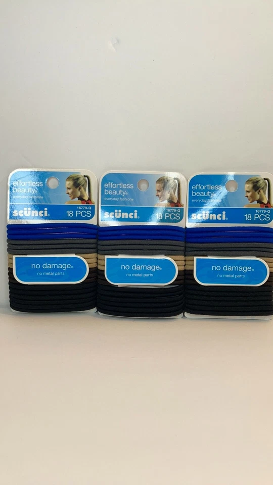 Lo1 Pack 18 Pcs SCUNCI Ponytail Holders Elastic Bands Hair No Damage Stretch